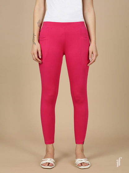 New Dark Red Cotton 7/8 Leggings