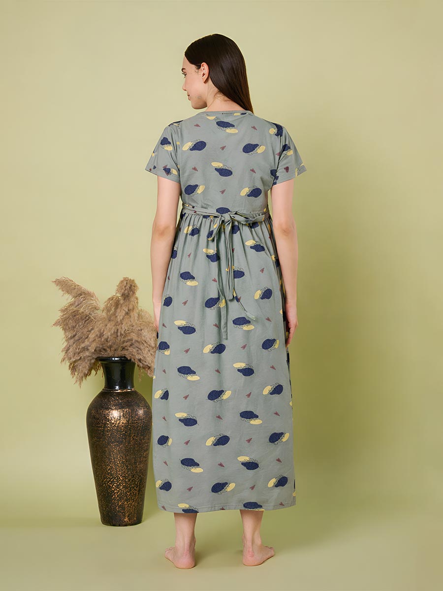 Grey AOP Printed Maternity