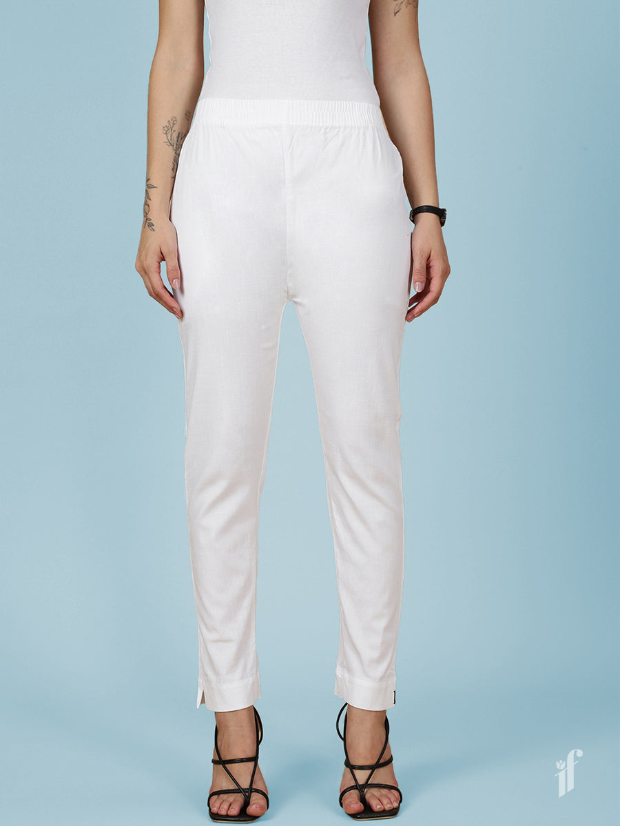 White Woven Kurti Pant
