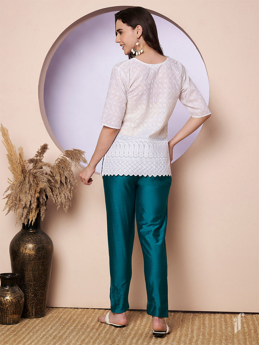 N Green Metallic Straight Pants