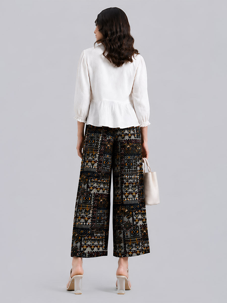 Black AOP Printed Palazzo