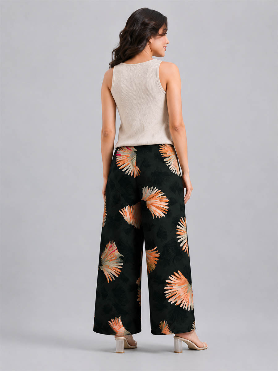 Black feather Printed Palazzo