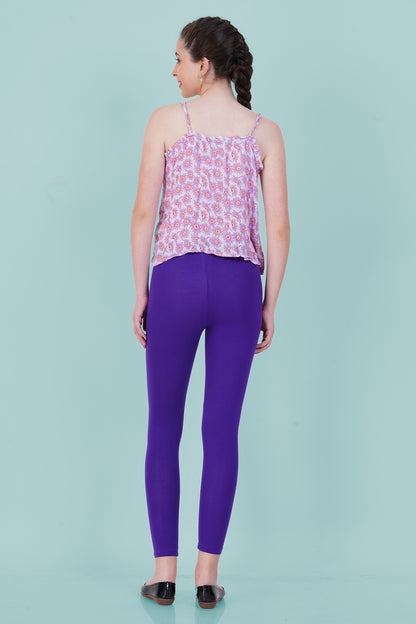 New Purple Cotton Ankle Leggings