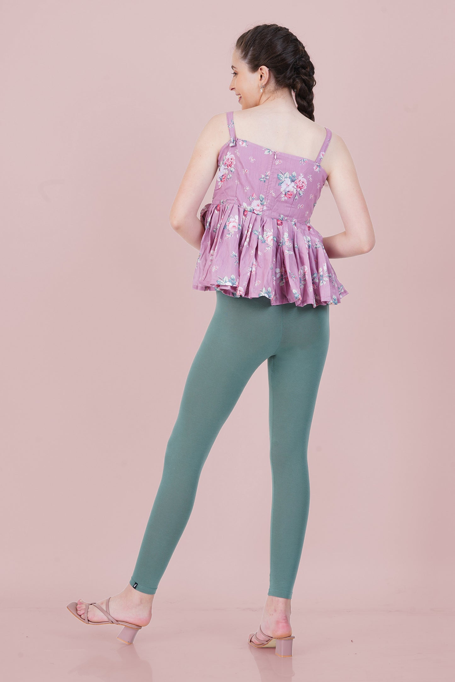 Turf Green Cotton Ankle Leggings