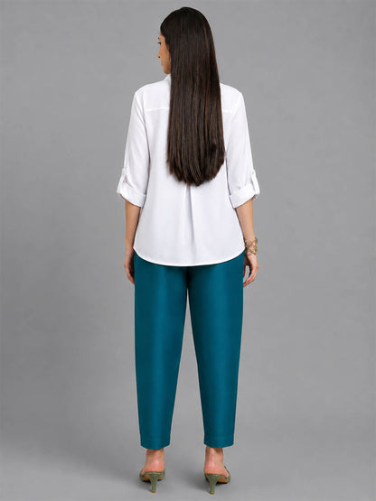 Silky Kurti Pant Rama Blue