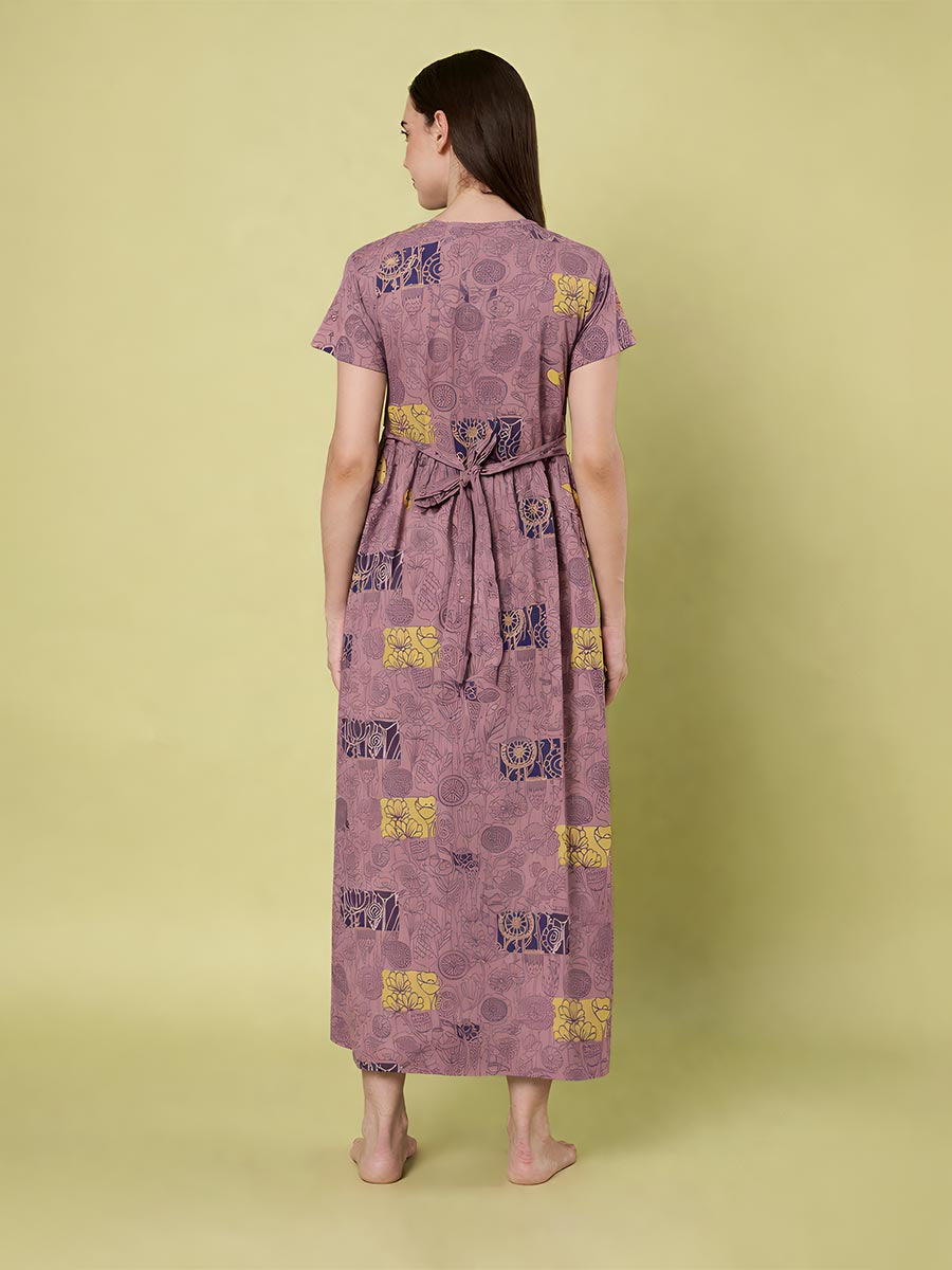 Dusty Pink AOP Printed Maternity