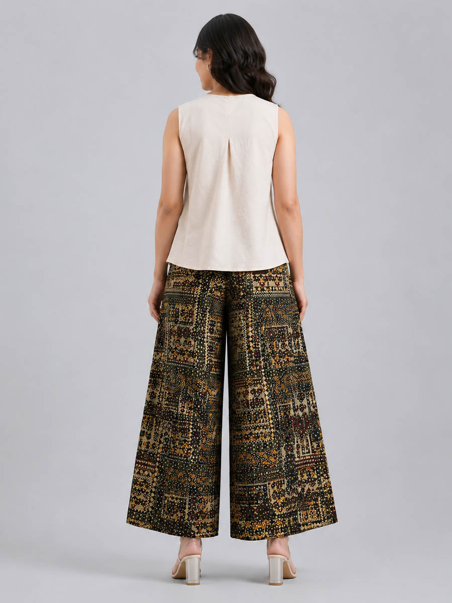 Black Flower AOP Printed Palazzo
