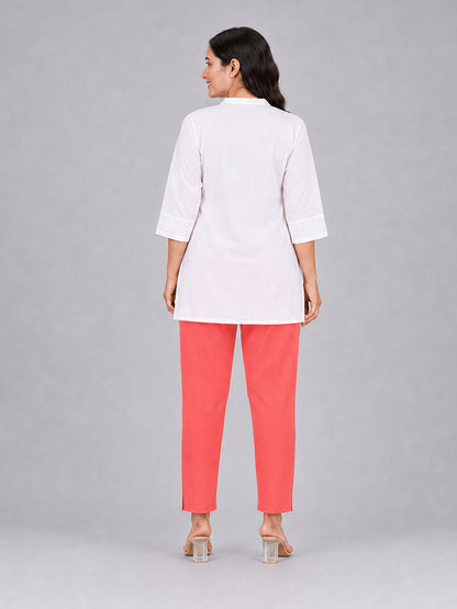 Tea Rose Woven Kurti Pant