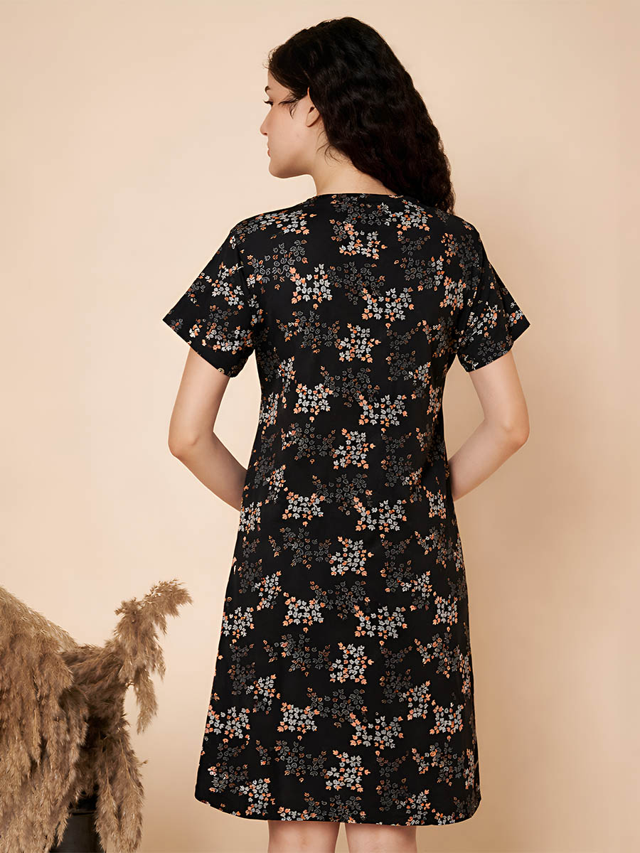Black print Long Top