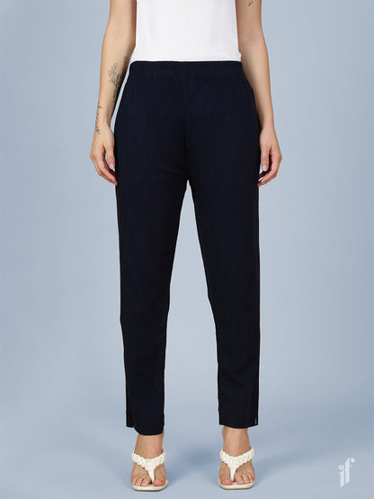 Navy Woven Kurti Pant