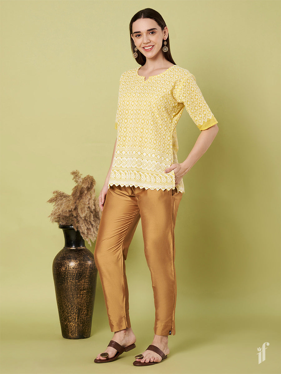 Gold Metallic Straight Pants