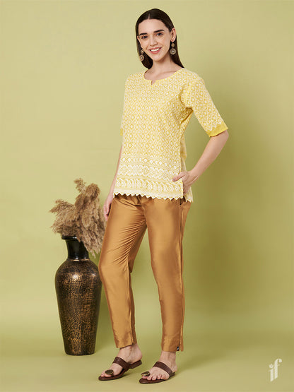 Gold Metallic Straight Pants