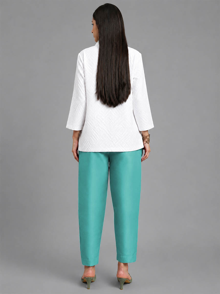 Silky Kurti Pant Cyan