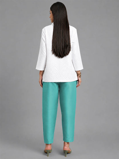 Silky Kurti Pant Cyan