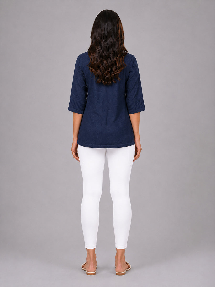 White Cotton 7/8 Leggings With Pocket