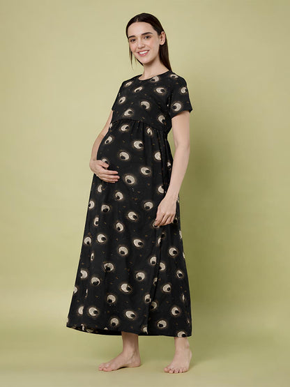 Black AOP Printed Maternity