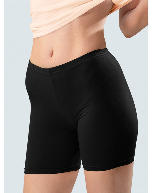 Indian Flower Women Black Cotton Cycling Shorts