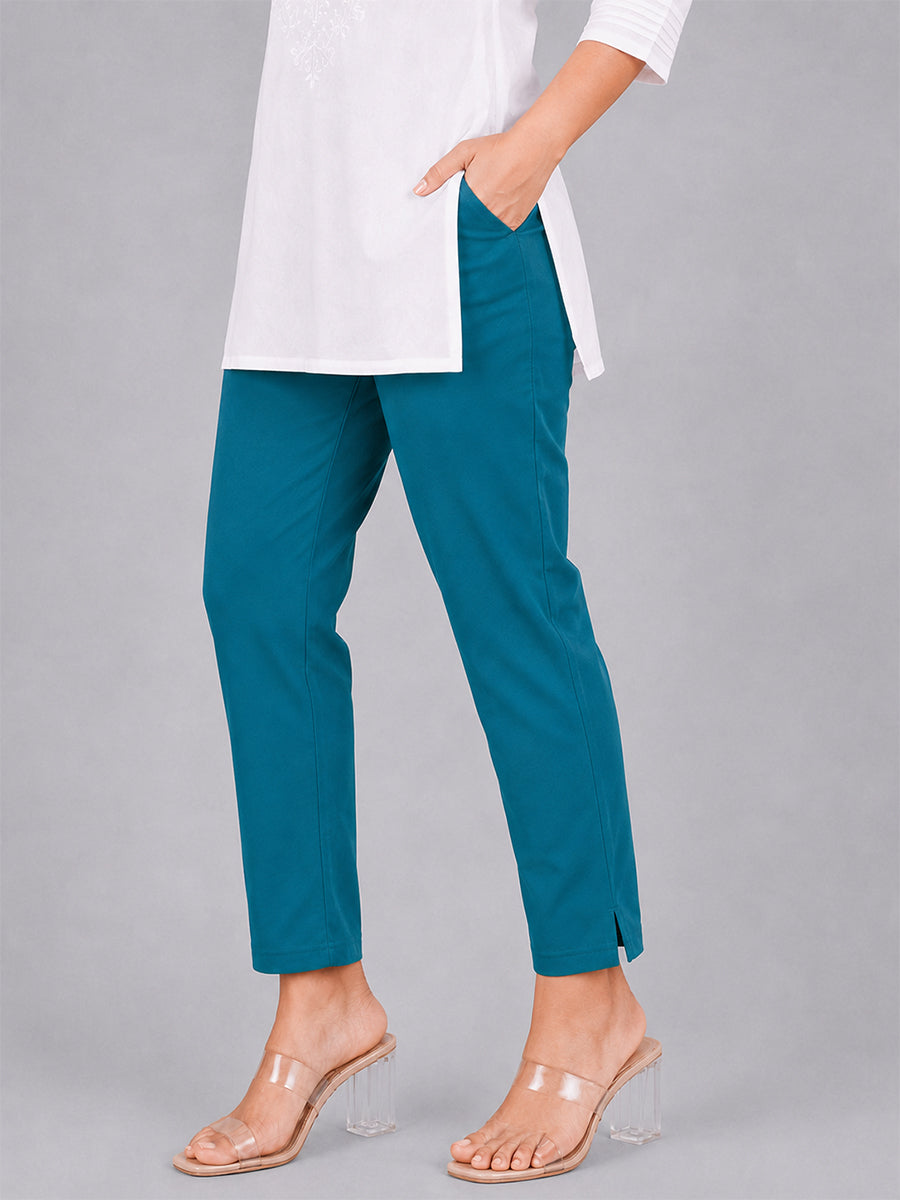 Rama Blue Woven Kurti Pant
