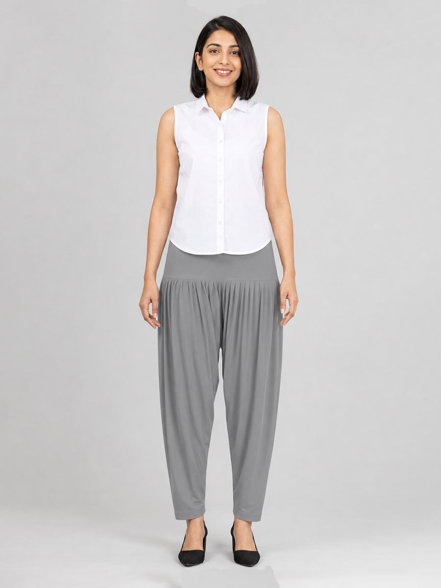 Grey Cotton Patiala Pants