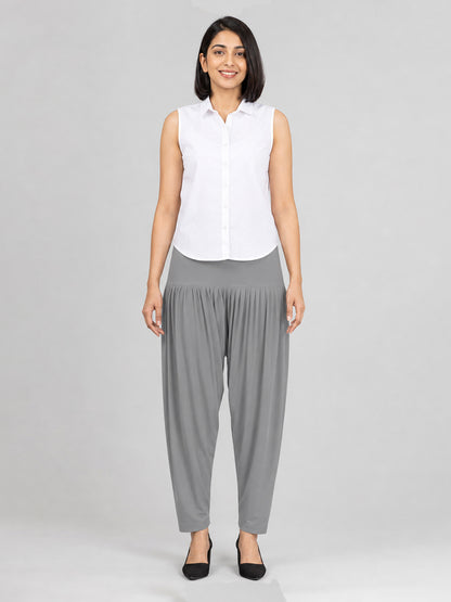 Grey Cotton Patiala Pants