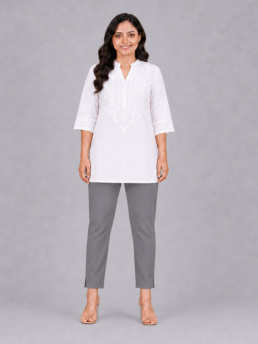 Grey Woven Kurti Pant