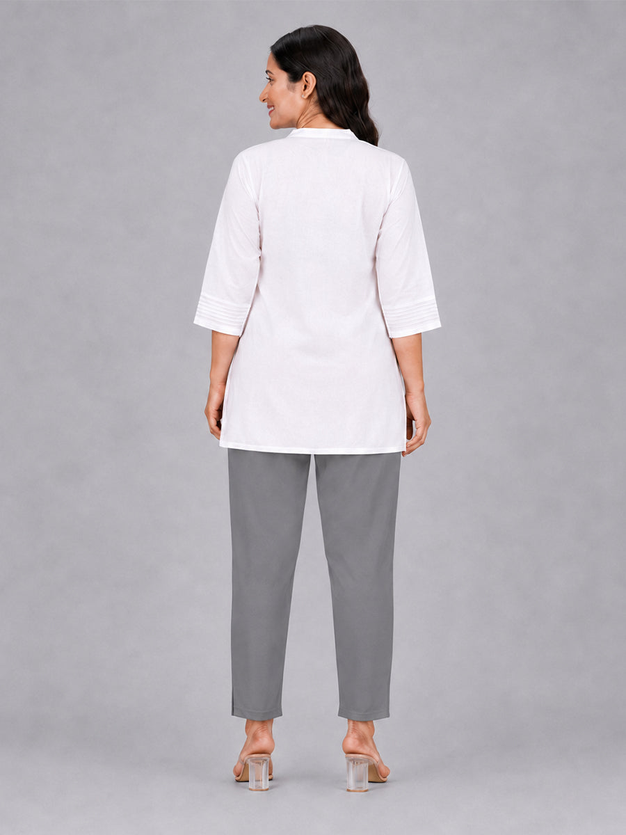 Grey Woven Kurti Pant