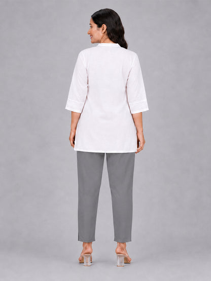 Grey Woven Kurti Pant
