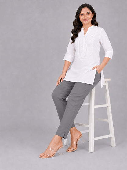Grey Woven Kurti Pant