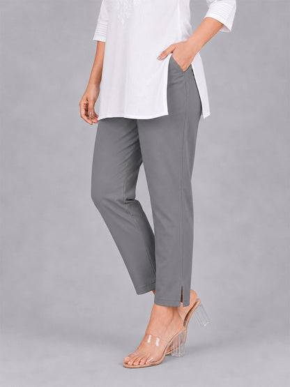 Grey Woven Kurti Pant