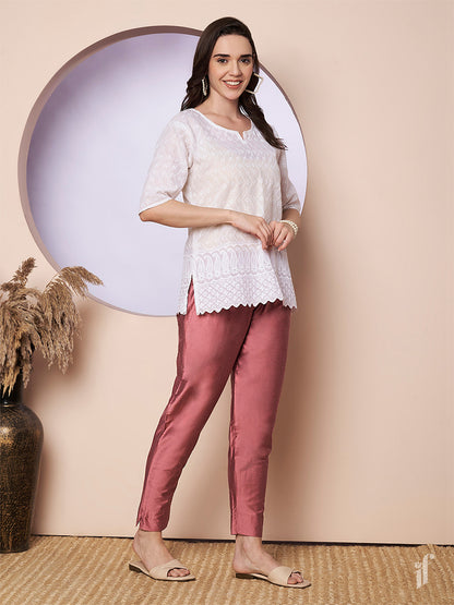 Rose Gold Metallic Straight Pant