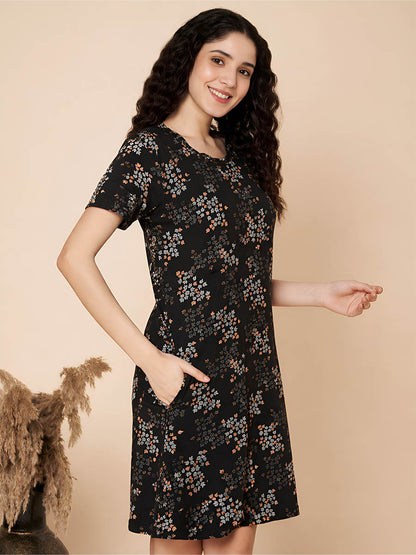 Black print Long Top