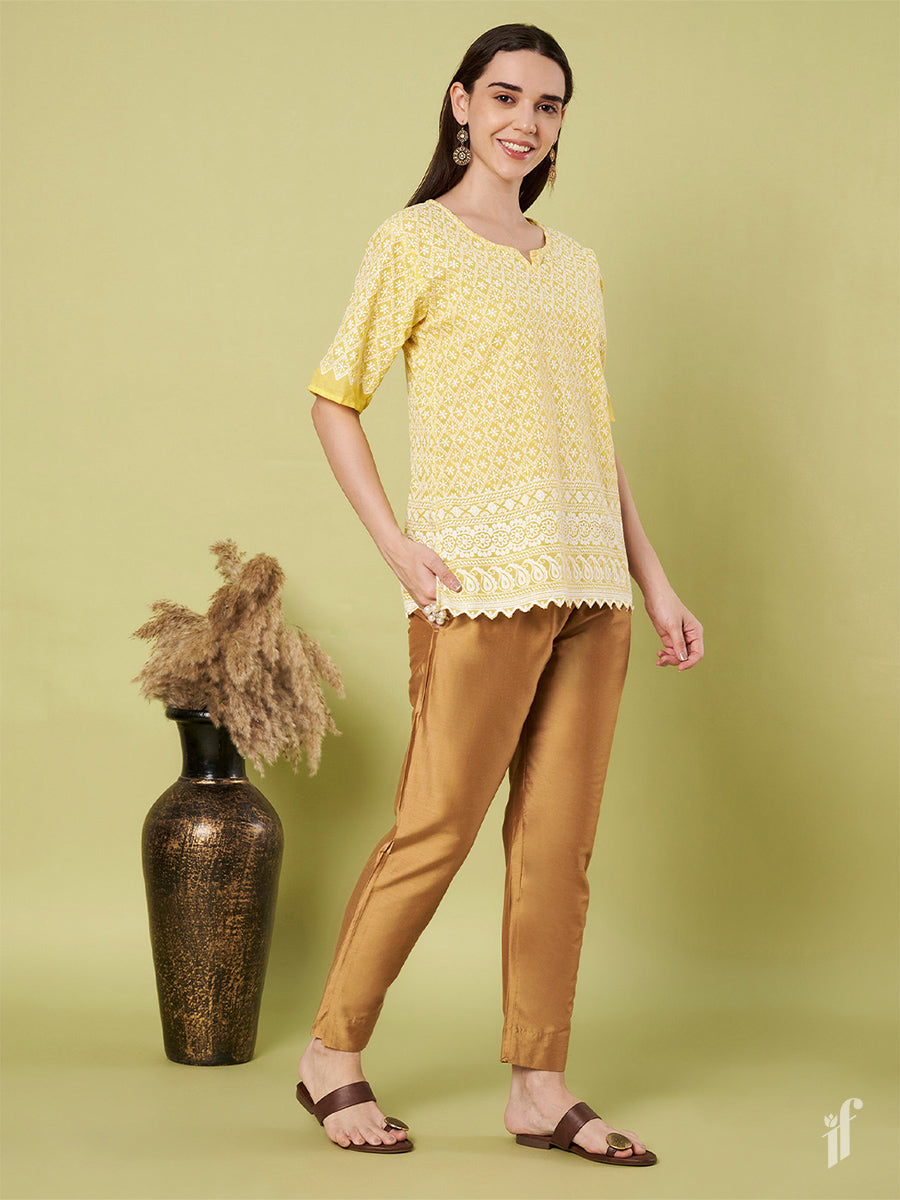 Gold Metallic Straight Pants
