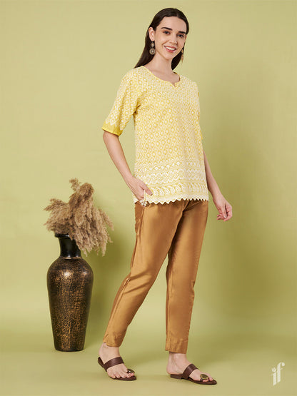 Gold Metallic Straight Pants