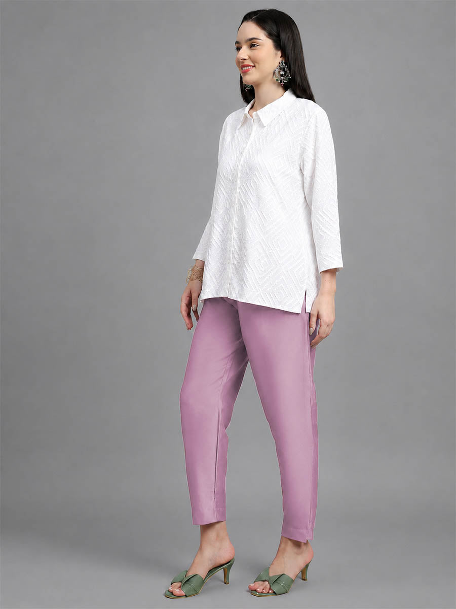 Silky Kurti Pant Light Purple