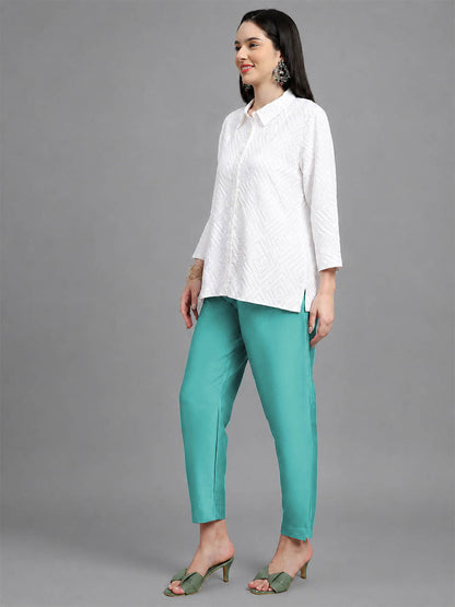 Silky Kurti Pant Cyan