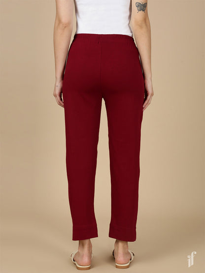 Maroon Knitted Kurti Pant