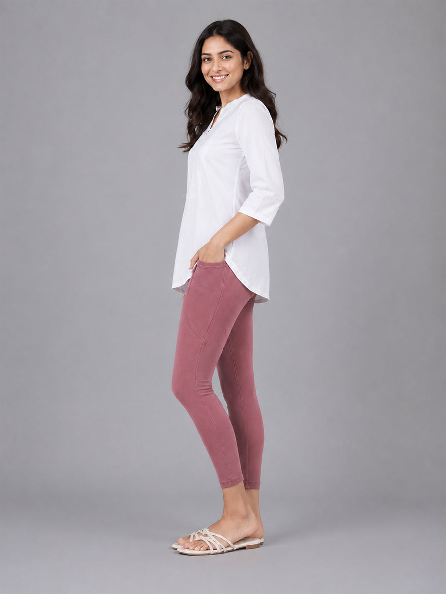 Rose Wine Cotton 7/8 Leggings