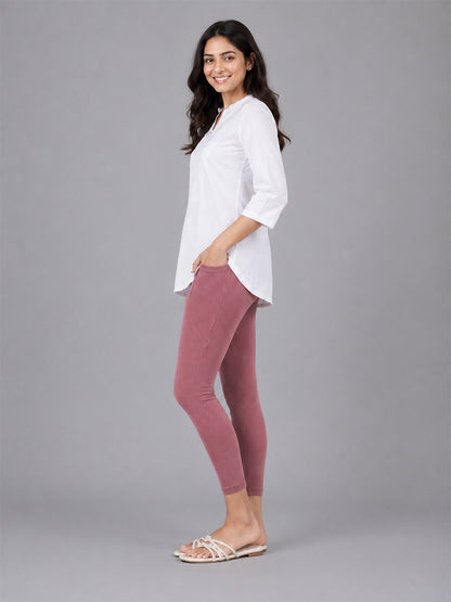 Rose Wine Cotton 7/8 Leggings