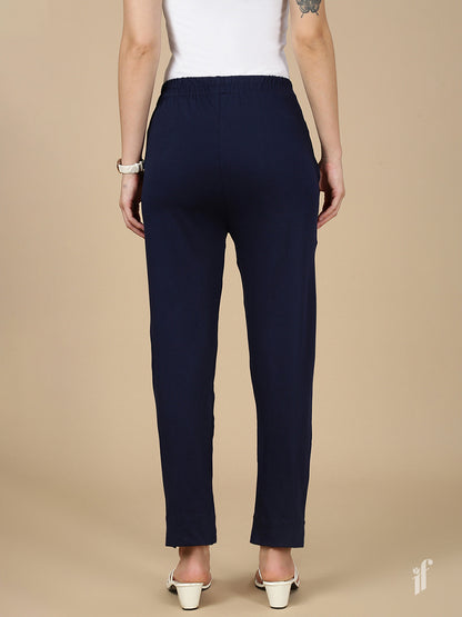 Navy Knitted Kurti Pant