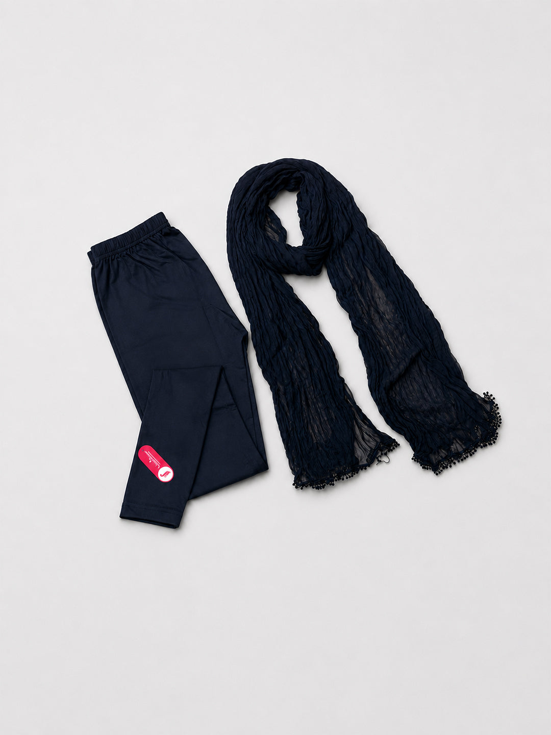 Black Shimmer Ankle Leggings With Shawl