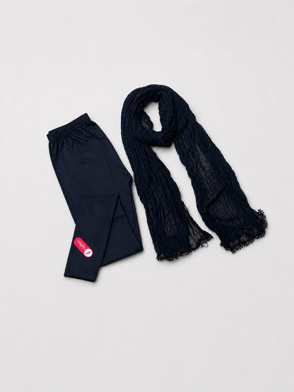 Black Shimmer Ankle Leggings With Shawl
