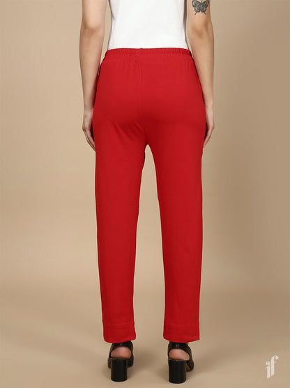 Red Knitted Kurti Pant