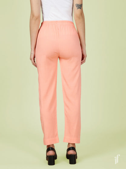 Pink Woven Kurti Pant