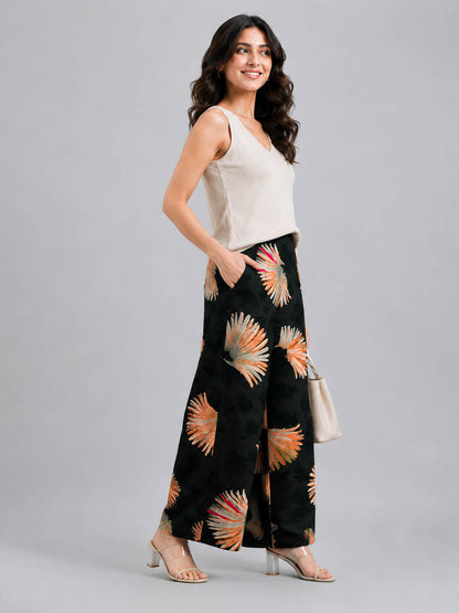 Black feather Printed Palazzo