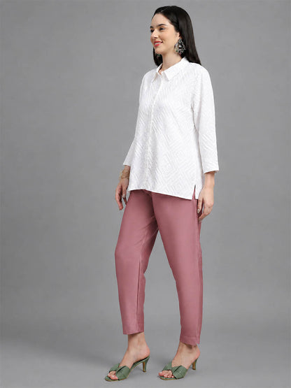 Silky Kurti Pant Rose Wine