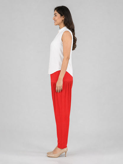 Red Cotton Patiala Pants