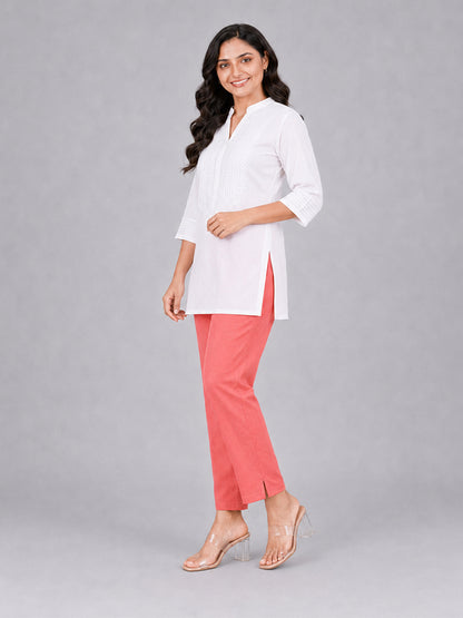 Tea Rose Woven Kurti Pant