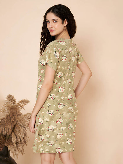 Green Star print Long Top