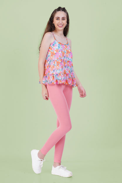 Tea Rose Cotton Ankle Leggings