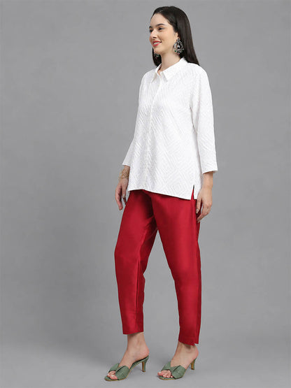 Silky Kurti Pant Maroon